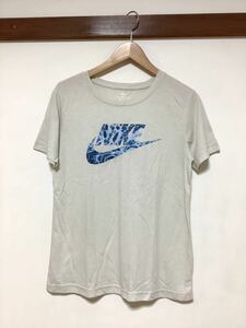 ひ951 NIKE ナイキ ロゴTシャツ 半袖Tシャツ M グレージュ レディース 薄手