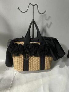  Lanvin LANVIN handbag basket . bag bag black Ribon lady's Logo 