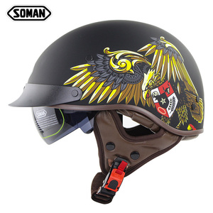 ハーフヘルメット 半帽ヘルメット バイクヘルメット 半キャップ ヘルメット SOMAN202 EAGLE サイズ:XXL