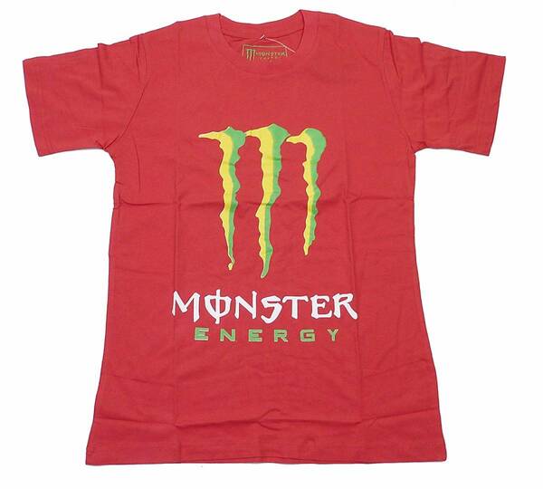 MONSTER ENERGY モンスターエナジー Mロゴ 半袖Tシャツ（レッド）(L)【並行輸入品】