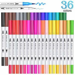 【U UZOPI】イラストペン 36色セット 細字太字両用 水性ペン カラーペン 人気 水彩ペン 水彩毛筆 アートマーカー 鮮やか