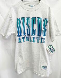 デッド!! 希少!! 90s USA製 DISCUS college logo tee ディスカス カレッジ ロゴ tシャツ グレー ビンテージ size L ヴィンテージ