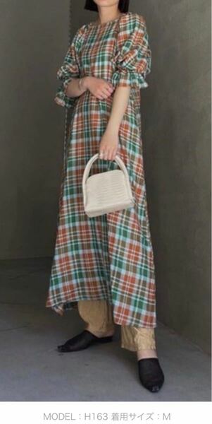 AMERILACEY CHECK PUFF DRESS