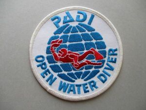 パディPADI 『OPEN WATER DIVER』スキューバダイビング ライセンス刺繍ワッペン/OWDスクーバ自然ダイビング海パッチ アップリケ V165
