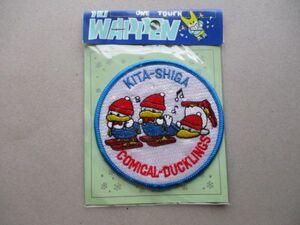 80s 北志賀 スキー場 KITA-SHIGA 刺繍ワッペン/カモかもCOMICAL DUCKLINGS北志賀高原キャラクター昭和レトロ雑貨アップリケ旅行パッチ V174