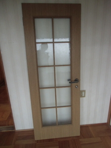 □引取限定　ガラス扉　室内　ドア　木製　鍵付き　②