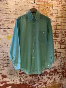 70s Hathaway GREEN BROAD SHIRT ヴィンテージ ビンテージ グリーン ブロードシャツ アメトラ トラッド TRAD 60s 送料無料