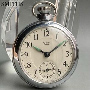 【動作良好】英国 スミス アンティーク 懐中時計 1960年代？ 手巻き SMITHS ケース径50㎜ ビンテージ ポケットウォッチ シルバー イギリス