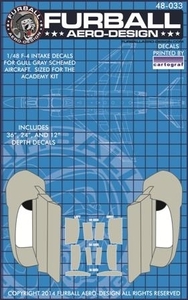 ファーボール 48-033 1/48 F 4ファントムII、インテイクデカール　ガルグレー計画航空機（アカデミー用）