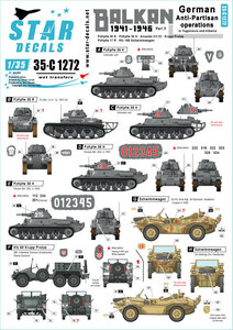 スターデカール 35-C1272 1/35 WWII バルカン＃3 ユーゴスラビアとアルバニアにおける アンチパルチザンオペレーション時のドイツ軍AFV