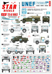 スターデカール 72-A1062 1/72 中東での平和維持軍.スエズ, シナイ、ガザ地区の国際連合緊急軍. ユーゴスラビアとスウェーデンの車両.