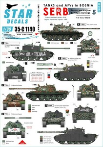 スターデカール 35-C1140 1/35 ボスニア紛争のAFV #5 セルビア人のT-55