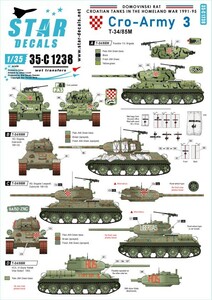 スターデカール 35-C1238 1/35 Cro-Army # 3. Croatian T-34/85 tanks.