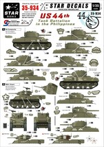 スターデカール 35-934 1/35 アメリカ 第44戦車大隊 M4 コンポジットハル シャーマン,M5A1スチュアートイン フィリピン_画像1