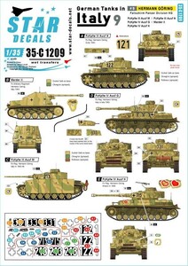 スターデカール 35-C1209 1/35 German Tanks in Italy # 9. Pz.Div. Hermann-G?ring. PzKpfw III M/N, PzKpfw IV G/H, Marder II.