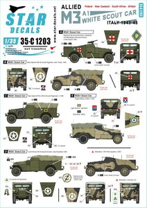 スターデカール 35-C1203 1/35 Allied M3A1 White Scout Car. Polish, NZ, South African and British M3A1s in Italy 1943-45.