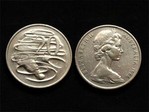 【オーストラリア】 20セント 1966年 カモノハシ　白銅貨