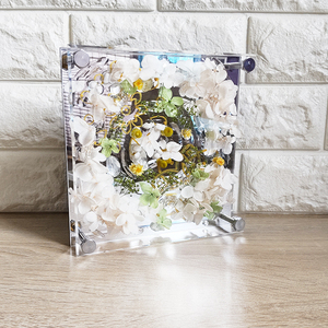 背面ミラー【ハンドメイド】アクリルとブリザーブドフラワーのオブジェ☆彡　紫陽花　　