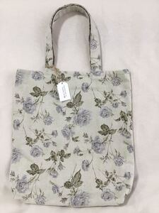 ☆ハンドメイド A4トートバッグ エコバッグ サブバッグ グレー花柄 手作り☆