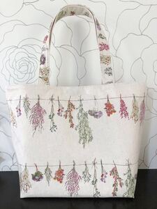 ドライフラワー スワッグ A4すっぽり ハンドメイド 肩掛けトートバッグ