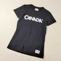 良品　カナダ製　CANADA カナダプリントTシャツ 半袖シャツ ブラック レディースSサイズ_画像1