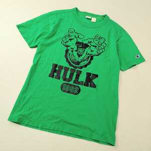 Champion×MARVEL　チャンピオン×マーベル　HULK ハルクプリントTシャツ 半袖カットソー グリーン Ｍサイズ