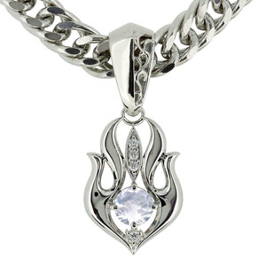  silver 925 necklace men's flat futoshi . chain wide width royal blue moonstone 