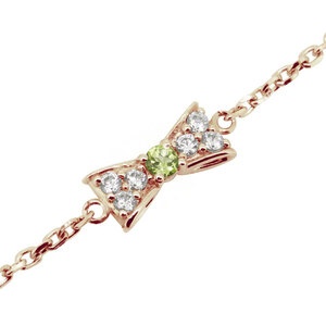  bracele lady's ribbon peridot birthstone 8 month 10 gold Ribon anklet 