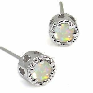 opal earrings Heart one bead opal earrings K10