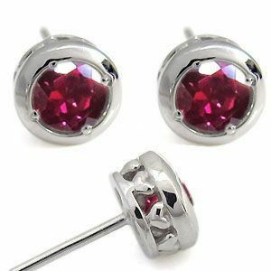  platinum Heart men's earrings one bead ruby men's earrings Christmas Point ..