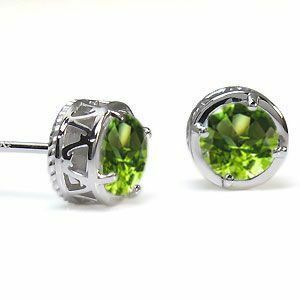 ペリドット メンズピアス K18 一粒 ペリドットメンズピアス 唐草