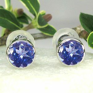  tanzanite one bead earrings simple platinum men's earrings Christmas Point ..