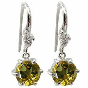  one bead citrine earrings K18 simple hook earrings 