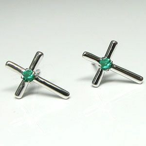  emerald earrings Cross 10 gold 