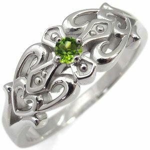  Heart Cross ring men's ring peridot 18 gold men's ring 