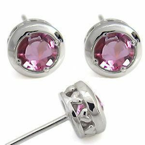  platinum Heart men's earrings one bead pink tourmaline men's earrings Christmas Point ..