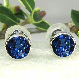  sapphire one bead earrings simple platinum men's earrings Christmas Point ..