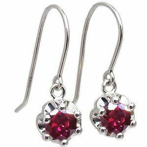  platinum ruby hook men's earrings one bead .. Christmas Point ..