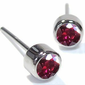  ruby 7 month birthstone platinum earrings simple one bead ruby Christmas Point ..