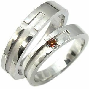 結婚指輪 ガーネット リング クロスリング k18ゴールド マリッジリング