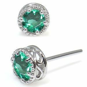  emerald earrings K18 one bead emerald earrings Tang .