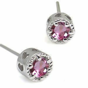  platinum men's earrings Heart one bead pink tourmaline men's earrings Christmas Point ..