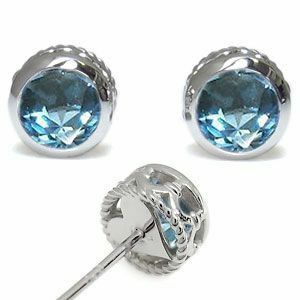  platinum blue topaz men's earrings . Heart men's earrings Christmas Point ..