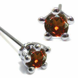  garnet .. men's earrings platinum one bead Christmas Point ..