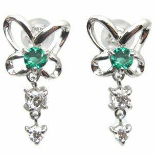 18 gold emerald earrings butterfly earrings one bead 