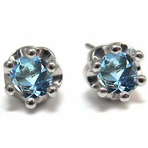  aquamarine earrings one bead platinum .. Christmas Point ..