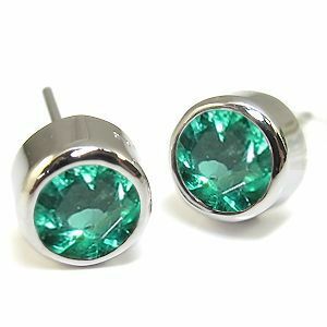  emerald earrings one bead emerald 5 month birthstone platinum men's earrings Christmas Point ..