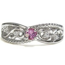 婚約指輪 安い エンゲージリング ピンクサファイア リング K18 アラベスク リング_画像5