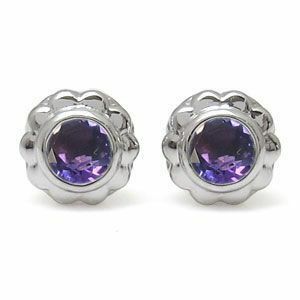  platinum men's earrings flower flower one bead amethyst men's earrings Christmas Point ..