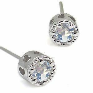  platinum men's earrings Heart one bead royal blue moonstone men's earrings Christmas Point ..